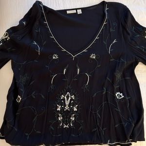 Embroidered long sleeve top